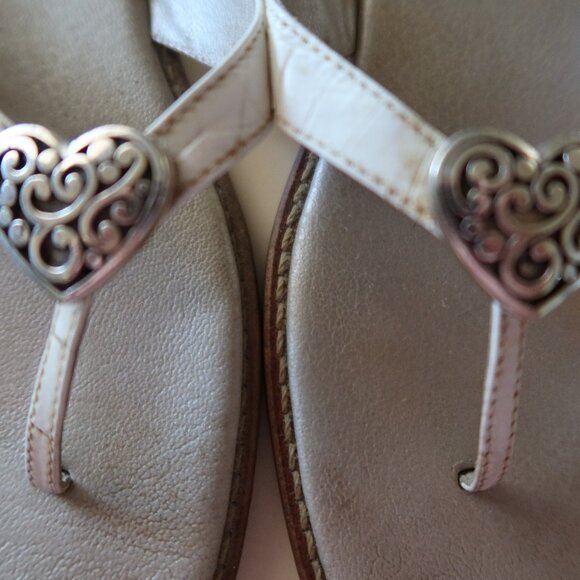 Brighton Women's Size 10 Medium Sandals White Leather - Picture 3 of 4